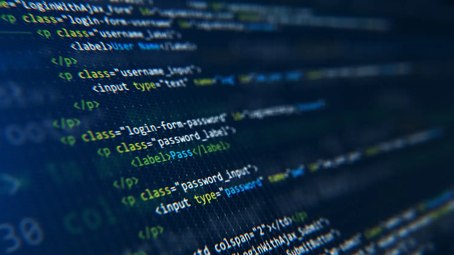 Code, HTML, php Web-Programmierung Quellcode. Abstrakter Code Hintergrund - 3d Rendering