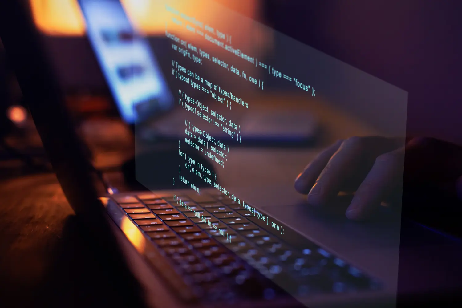 Programmierung Code schreiben, Software-Codierung entwickeln, Hände tippen Computer-Skript...